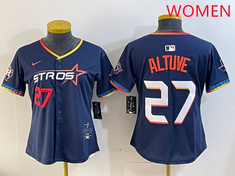 Women Houston Astros #27 Altuve Drak Blue Fourth generation Joint Name 2025 Nike MLB Jersey style 2